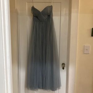 Jenny Yoo chiffon Billie/grey prom dress, strapless